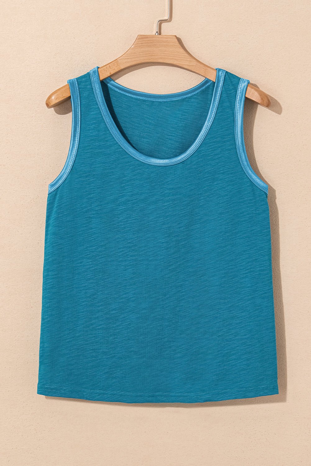 Metallic Contrast Trim Scoop Neck Tank Top - Rooted & Reckless Co.