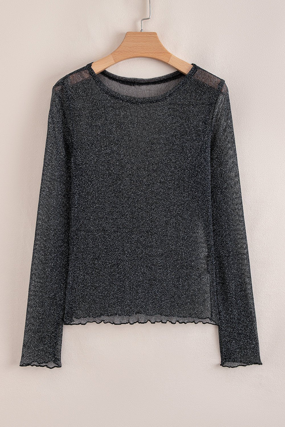 Metallic Glitter Mesh Long Sleeve Top - Rooted & Reckless Co.