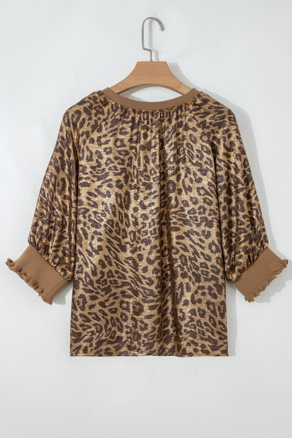 Metallic Leopard 3/4 Sleeve Blouse - Rooted & Reckless Co.