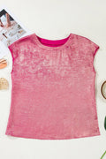 Metallic Round Neck Cap Sleeve Tee - Rooted & Reckless Co.