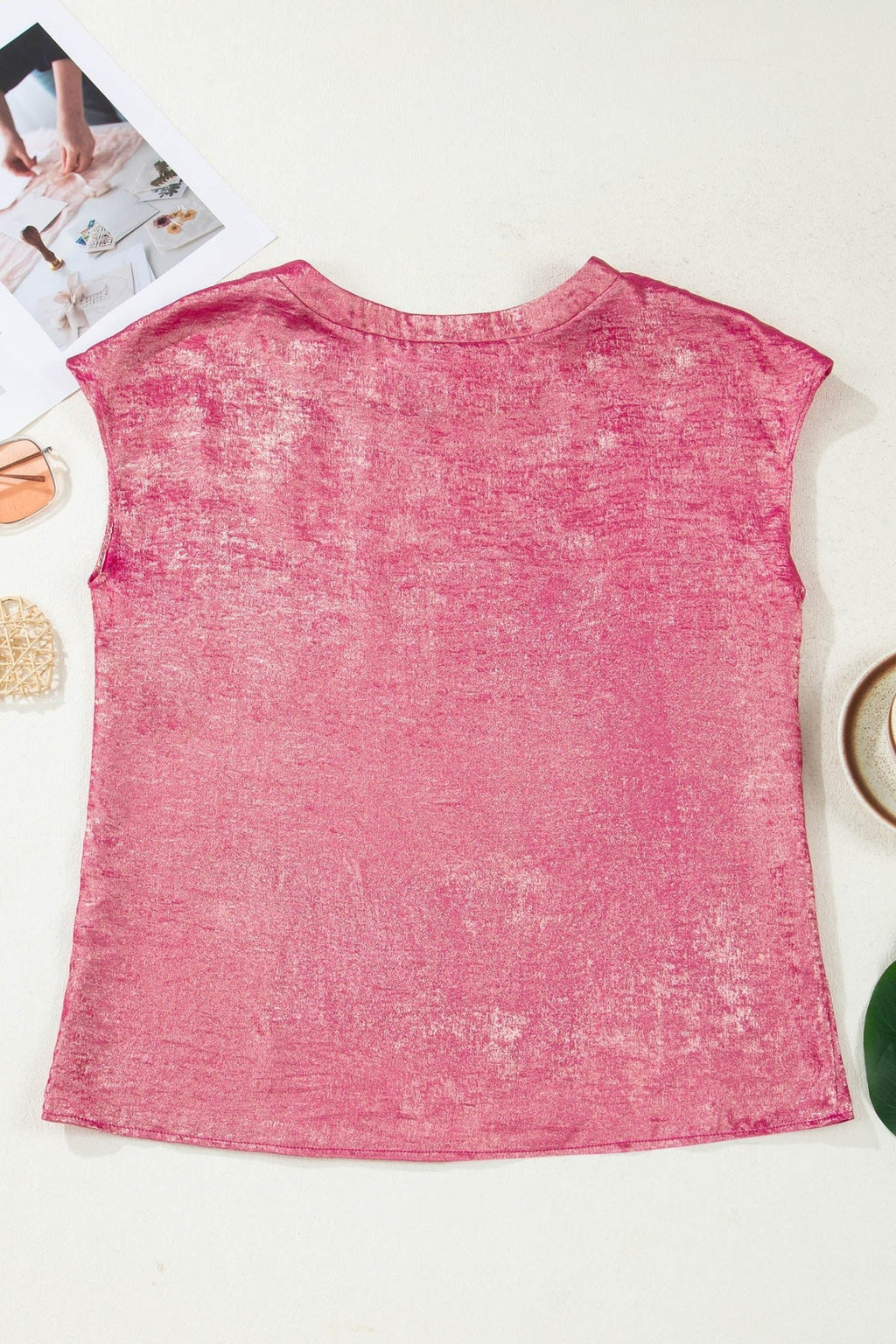 Metallic Round Neck Cap Sleeve Tee - Rooted & Reckless Co.