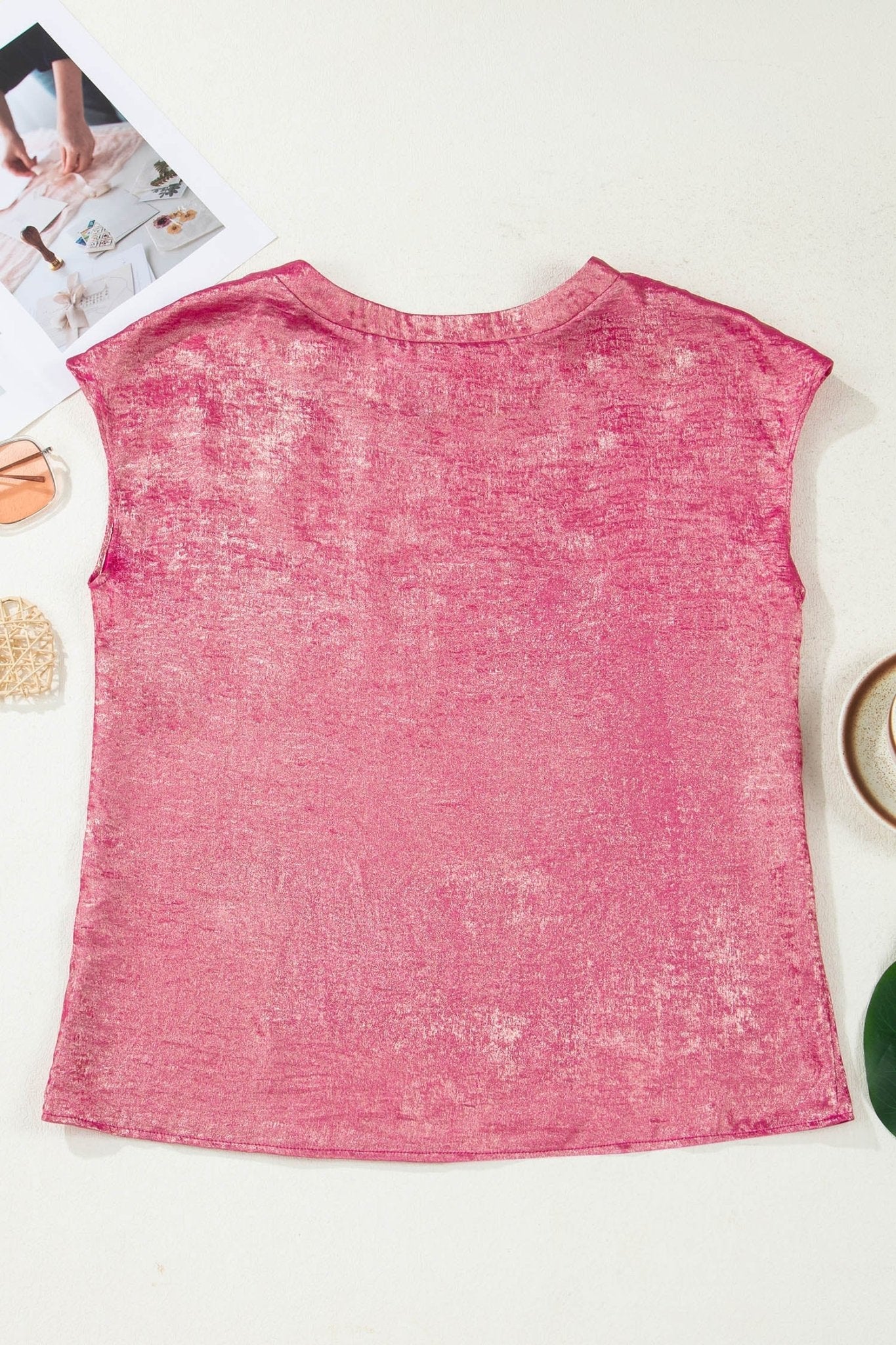 Metallic Round Neck Cap Sleeve Tee - Rooted & Reckless Co.