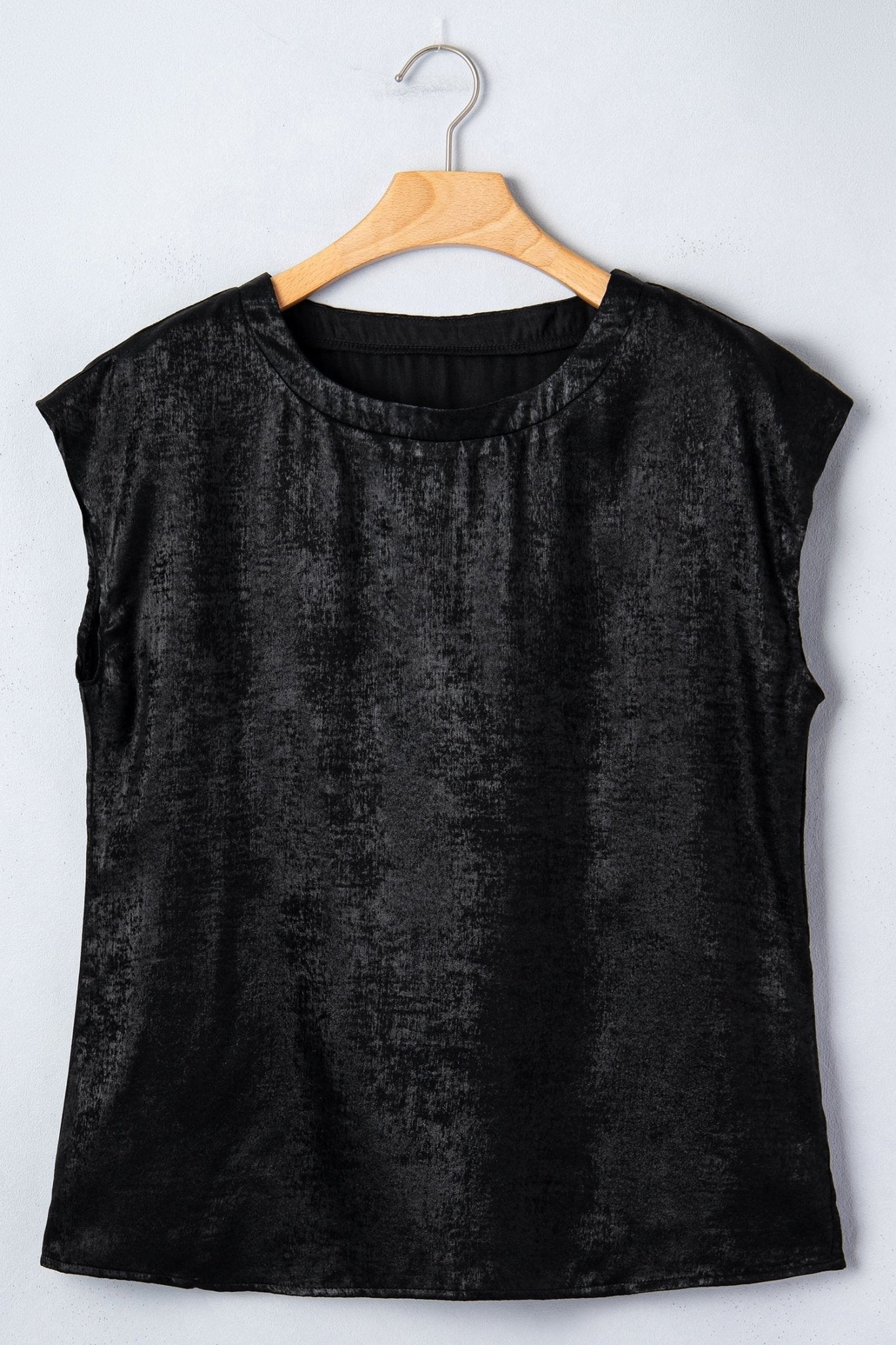 Metallic Round Neck Cap Sleeve Tee - Rooted & Reckless Co.