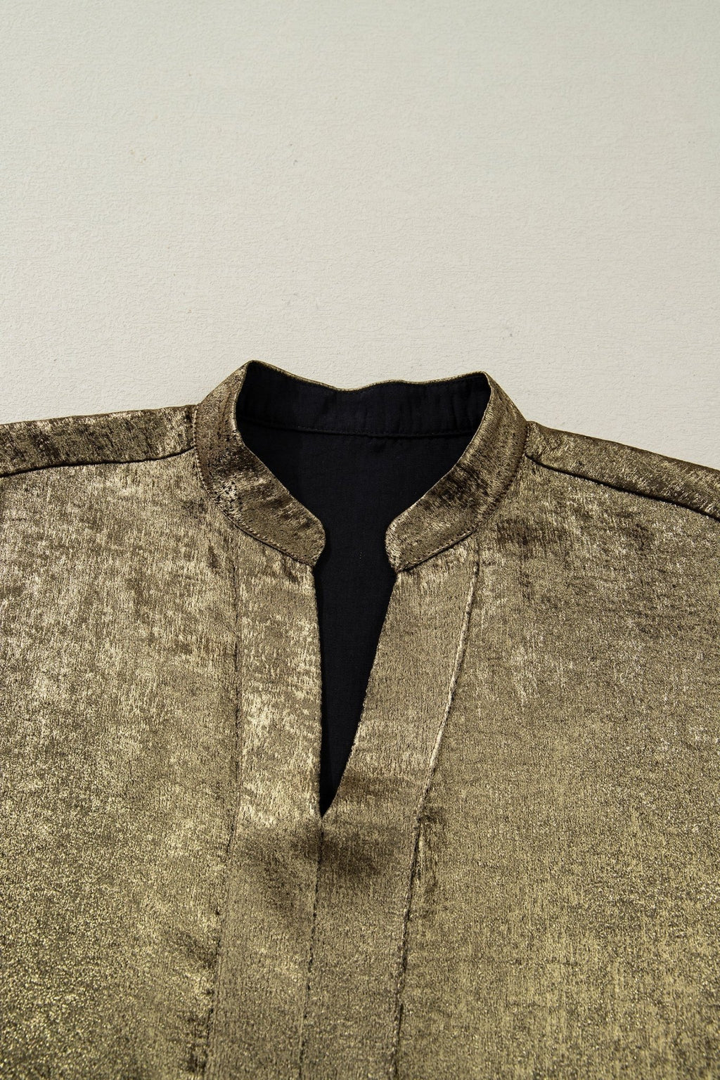Metallic Split Neck 3/4 Sleeve Blouse - Rooted & Reckless Co.