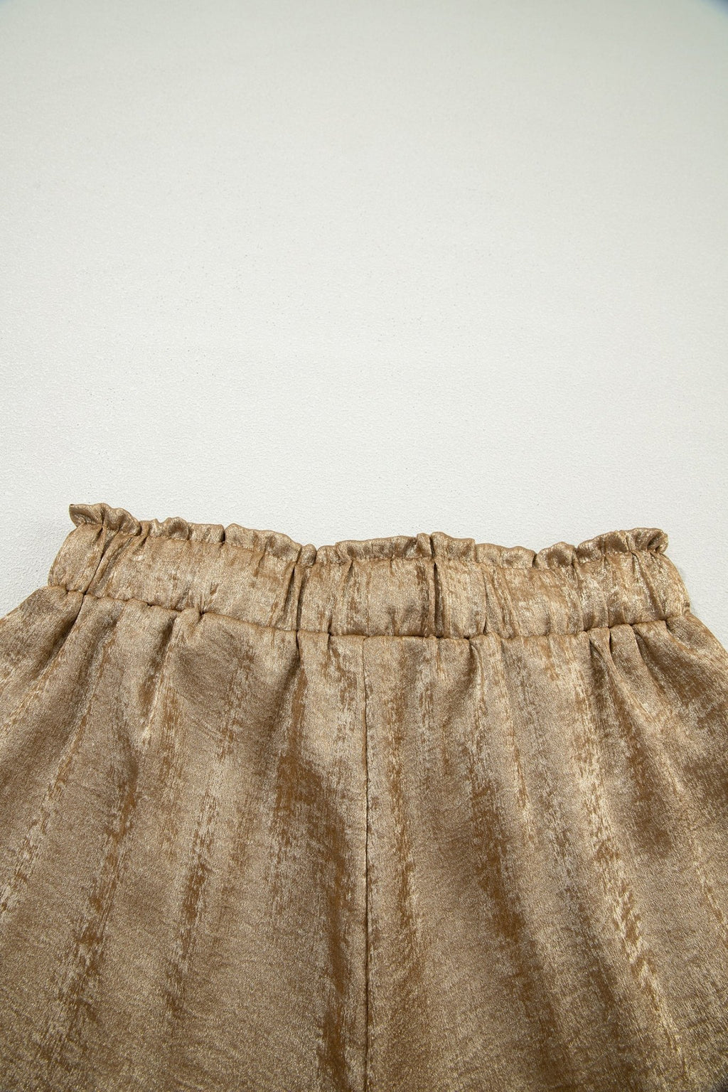 Metallic Tie Elastic Waist Cuffed Hem Shorts - Rooted & Reckless Co.