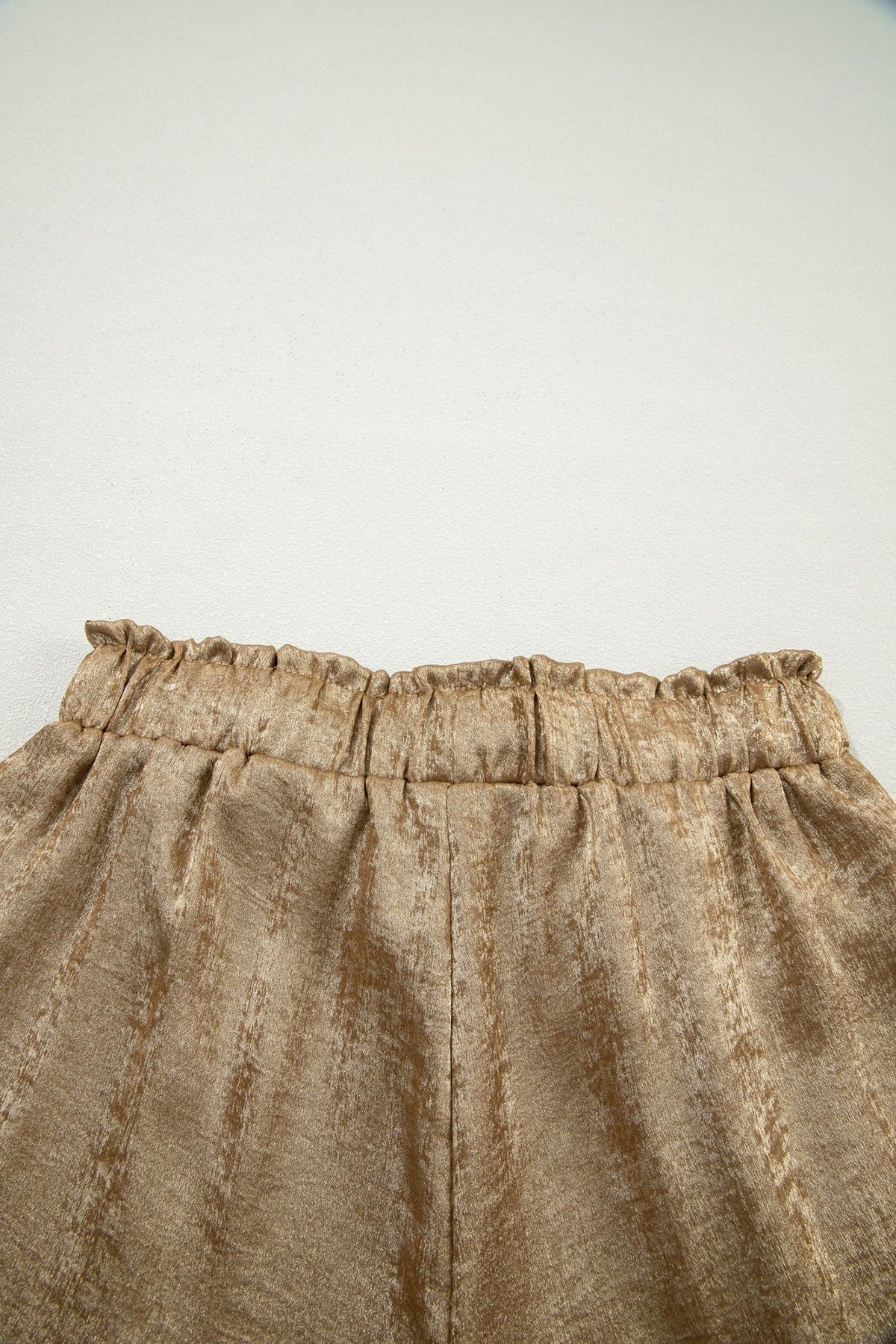 Metallic Tie Elastic Waist Cuffed Hem Shorts - Rooted & Reckless Co.