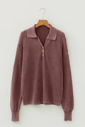 Mineral Wash Buttoned Polo Collar Knit Sweater - Rooted & Reckless Co.