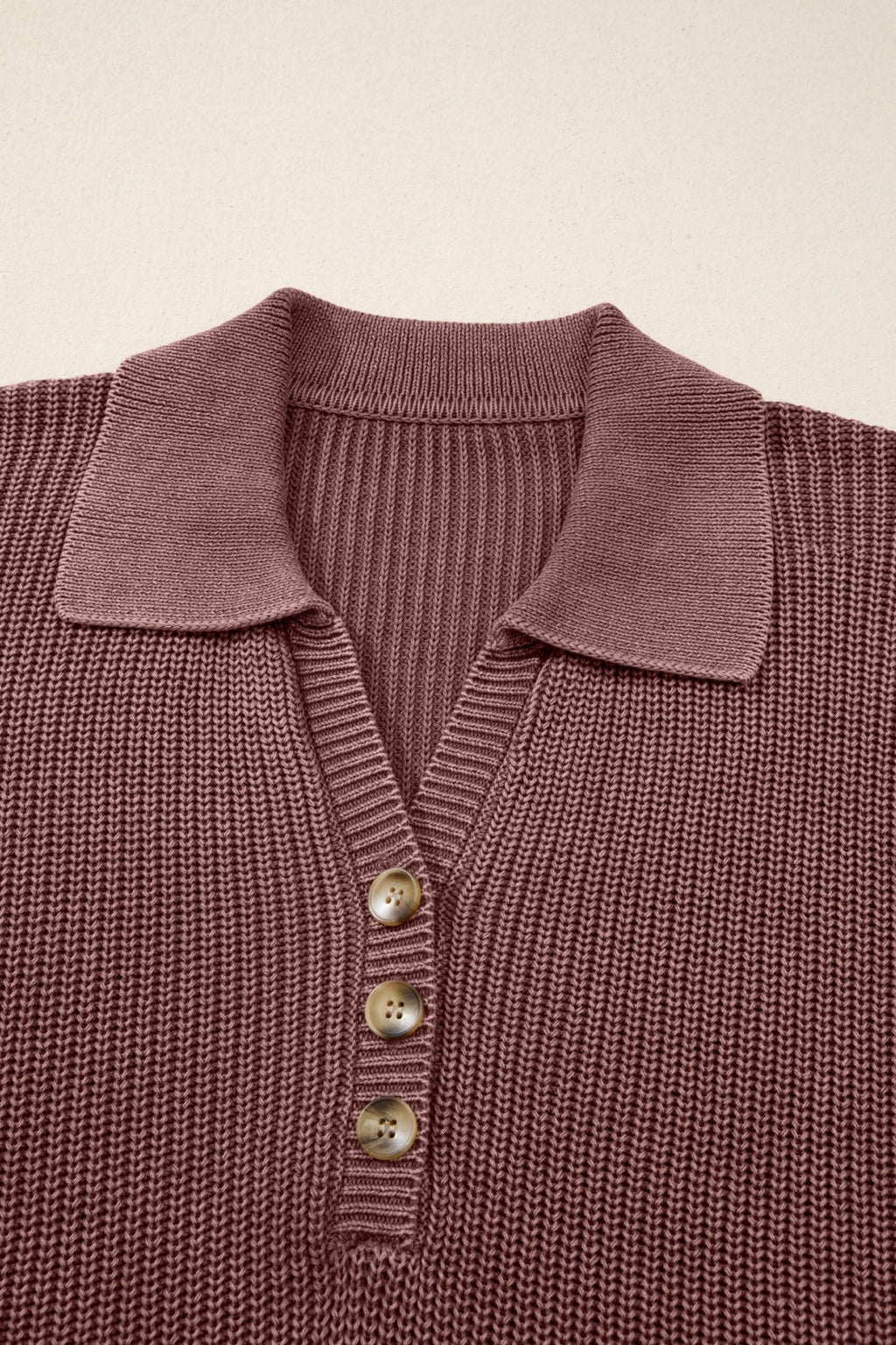 Mineral Wash Buttoned Polo Collar Knit Sweater - Rooted & Reckless Co.