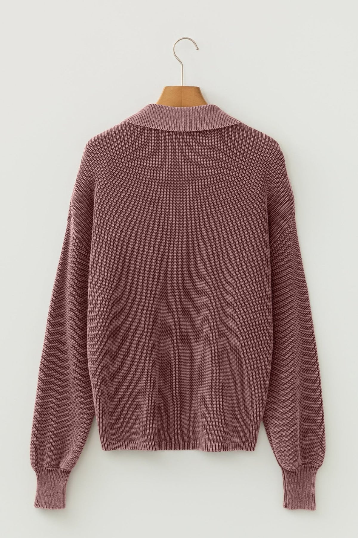 Mineral Wash Buttoned Polo Collar Knit Sweater - Rooted & Reckless Co.