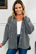 Mineral Wash Chest Pocket Drop Shoulder Shacket - Rooted & Reckless Co.