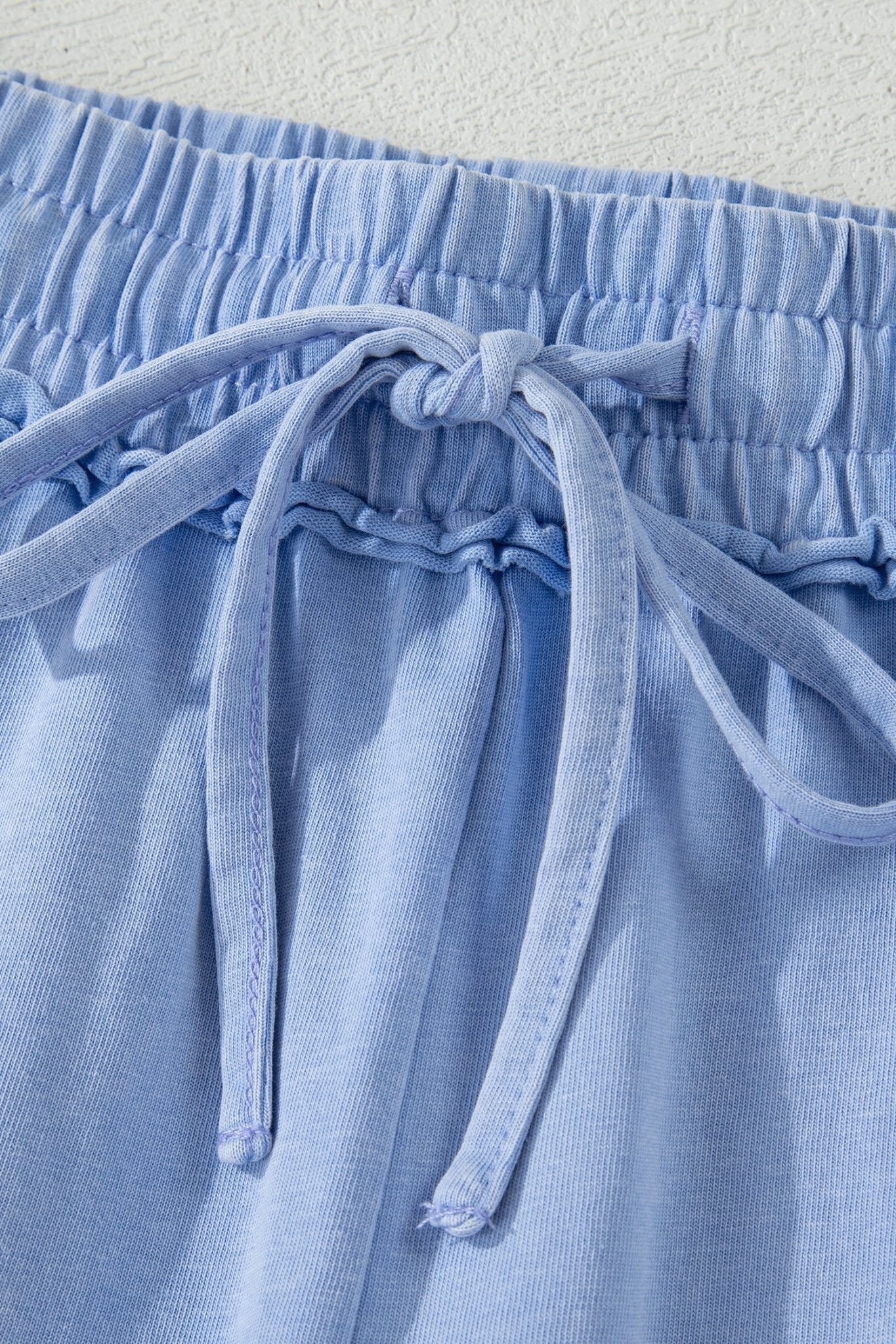 Mineral Wash Drawstring Elastic Waist Raw Edge Shorts - Rooted & Reckless Co.