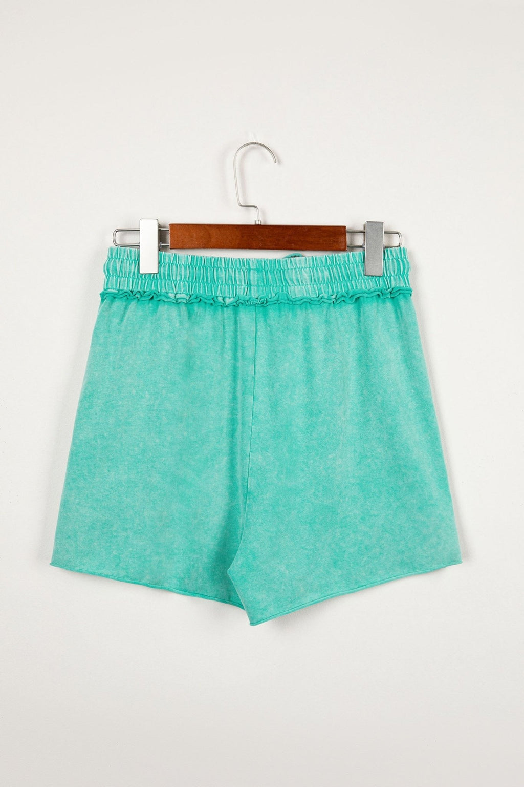 Mineral Wash Drawstring Elastic Waist Raw Edge Shorts - Rooted & Reckless Co.