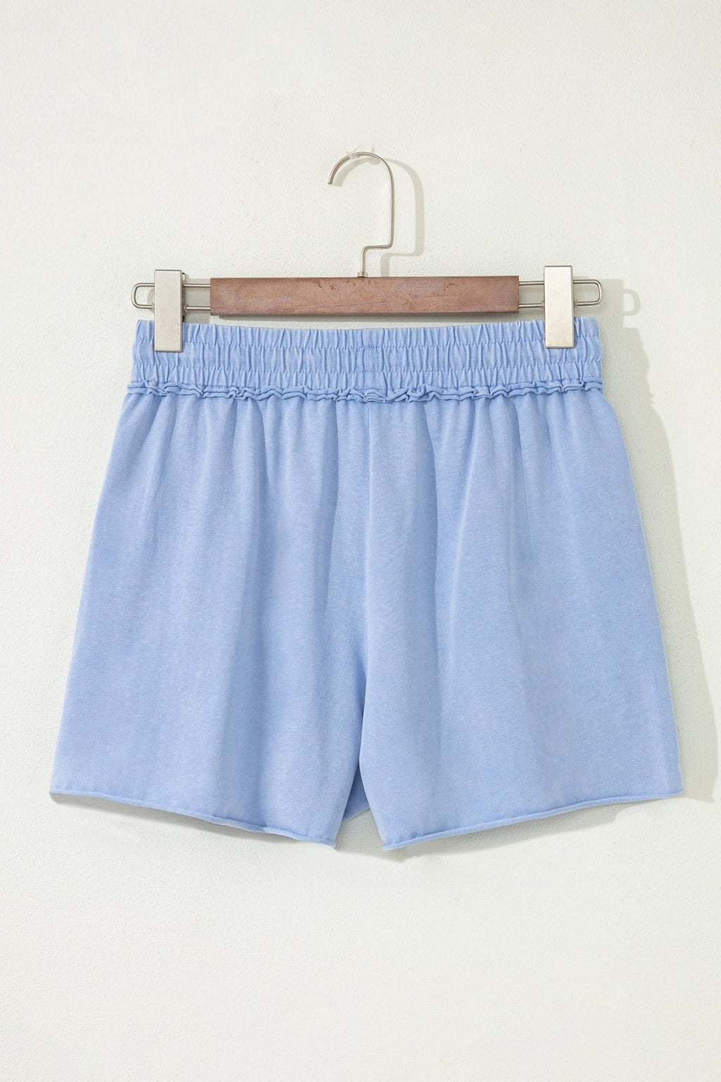 Mineral Wash Drawstring Elastic Waist Raw Edge Shorts - Rooted & Reckless Co.
