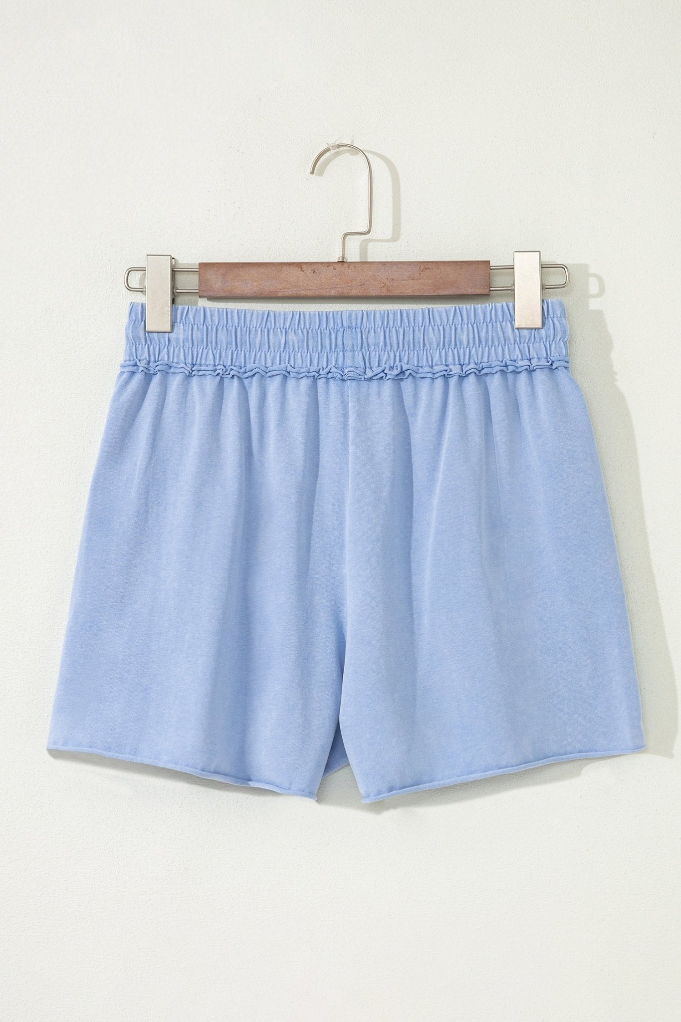 Mineral Wash Drawstring Elastic Waist Raw Edge Shorts - Rooted & Reckless Co.