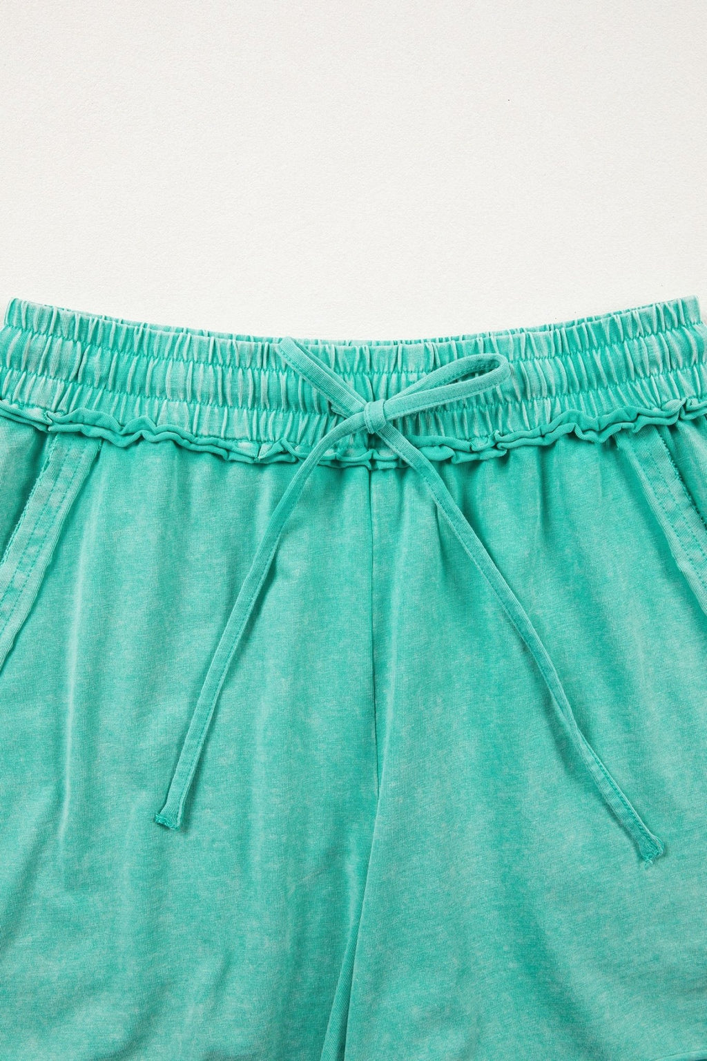 Mineral Wash Drawstring Elastic Waist Raw Edge Shorts - Rooted & Reckless Co.