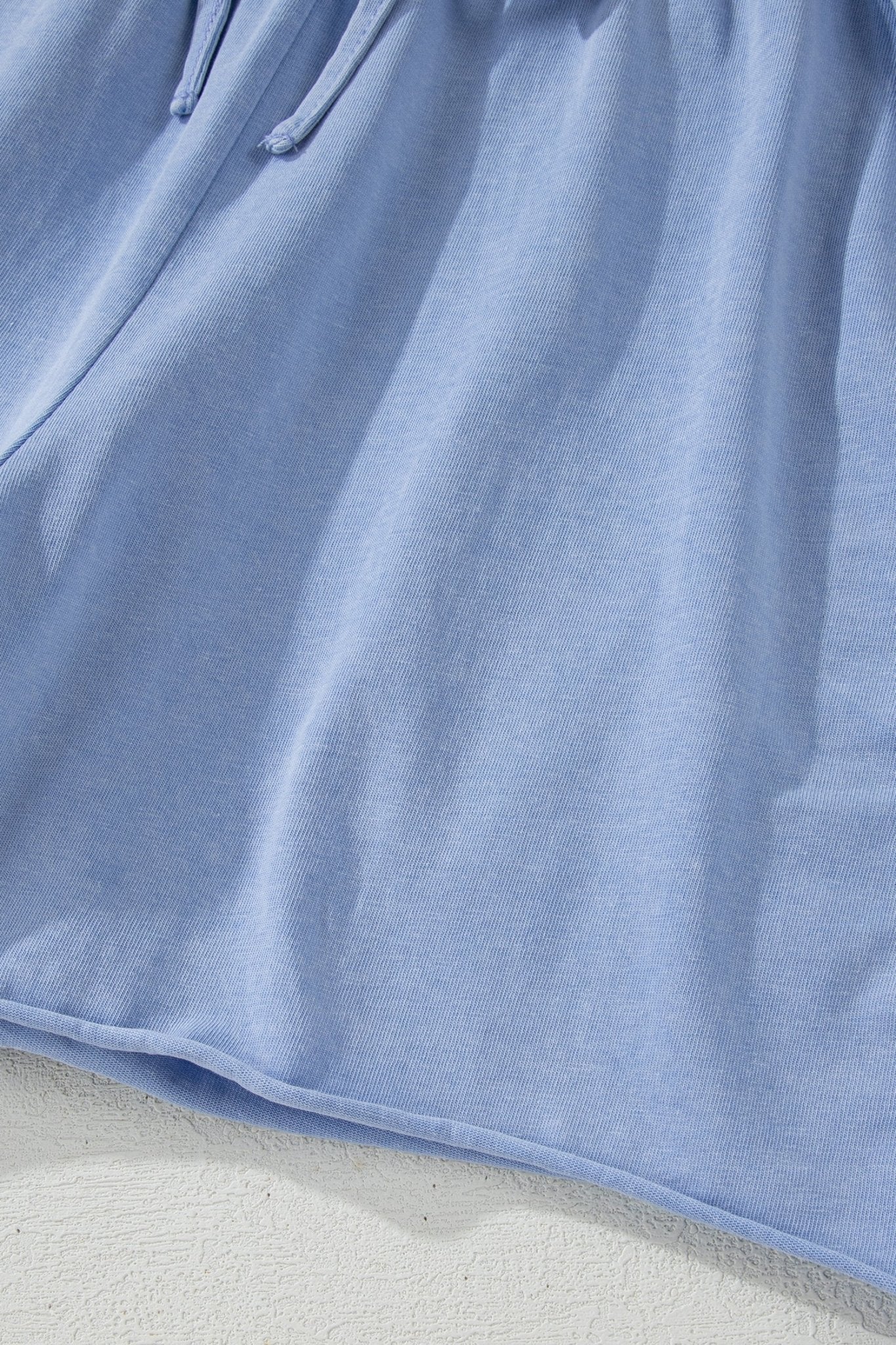 Mineral Wash Drawstring Elastic Waist Raw Edge Shorts - Rooted & Reckless Co.