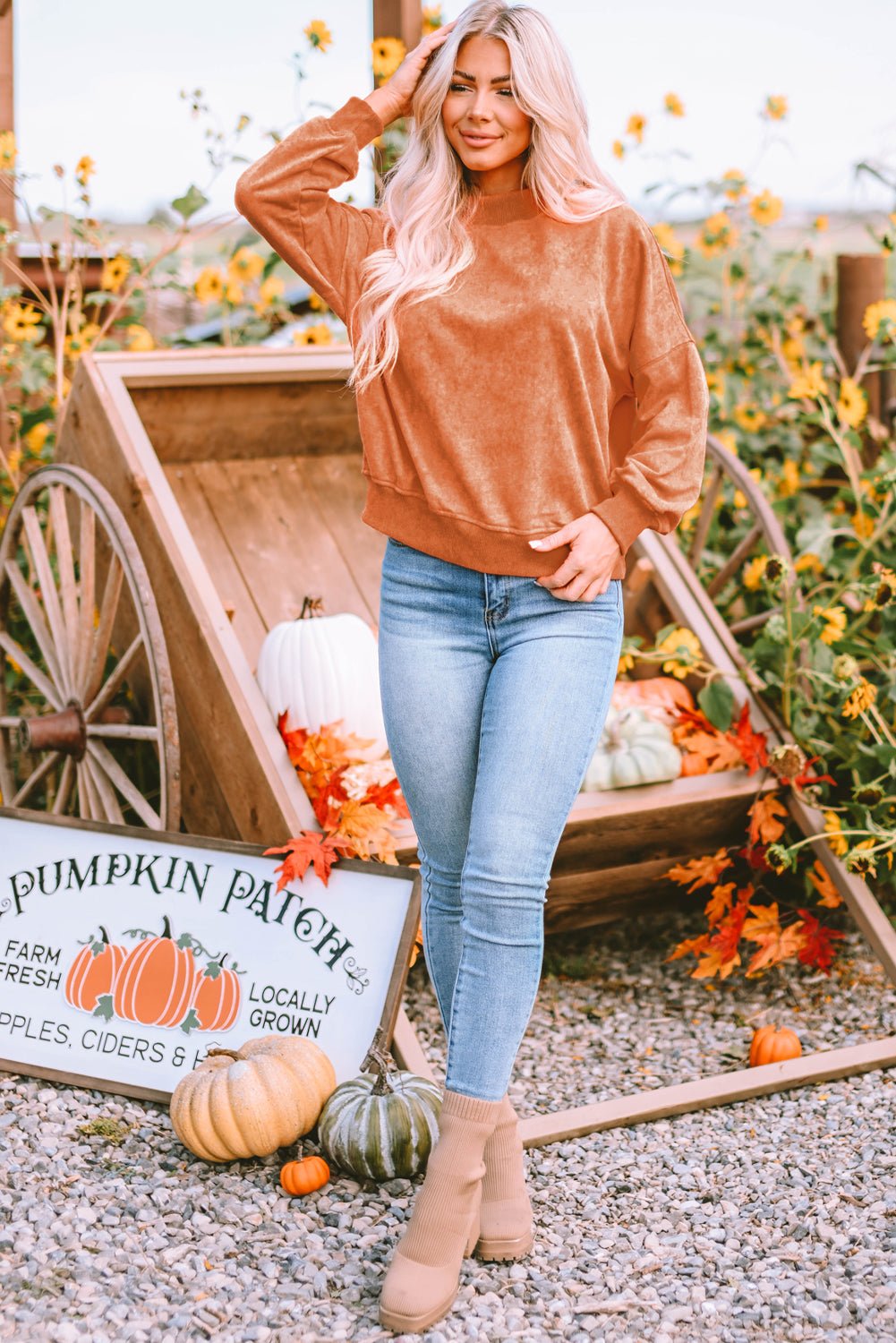 Mineral Wash Drop Shoulder Crewneck Sweatshirt - Rooted & Reckless Co.