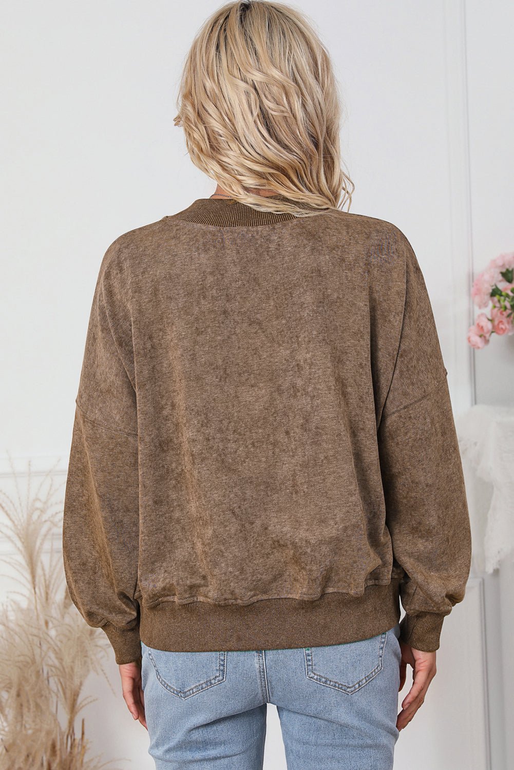 Mineral Wash Drop Shoulder Crewneck Sweatshirt - Rooted & Reckless Co.