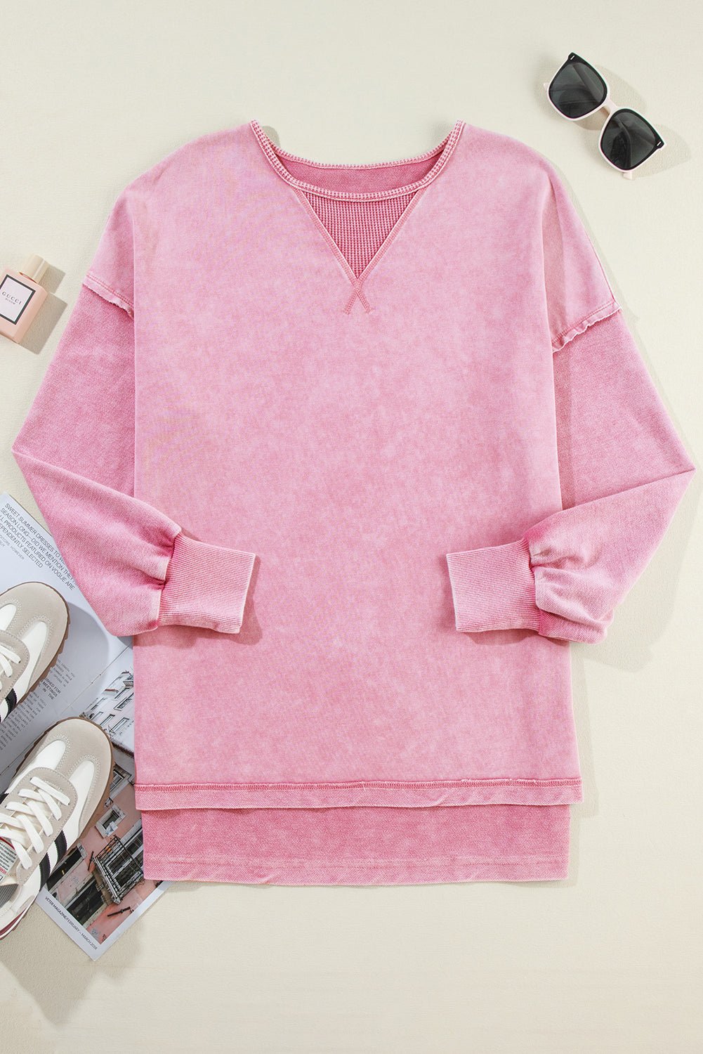 Mineral Wash Drop Shoulder Pullover Sweatshirt - Rooted & Reckless Co.