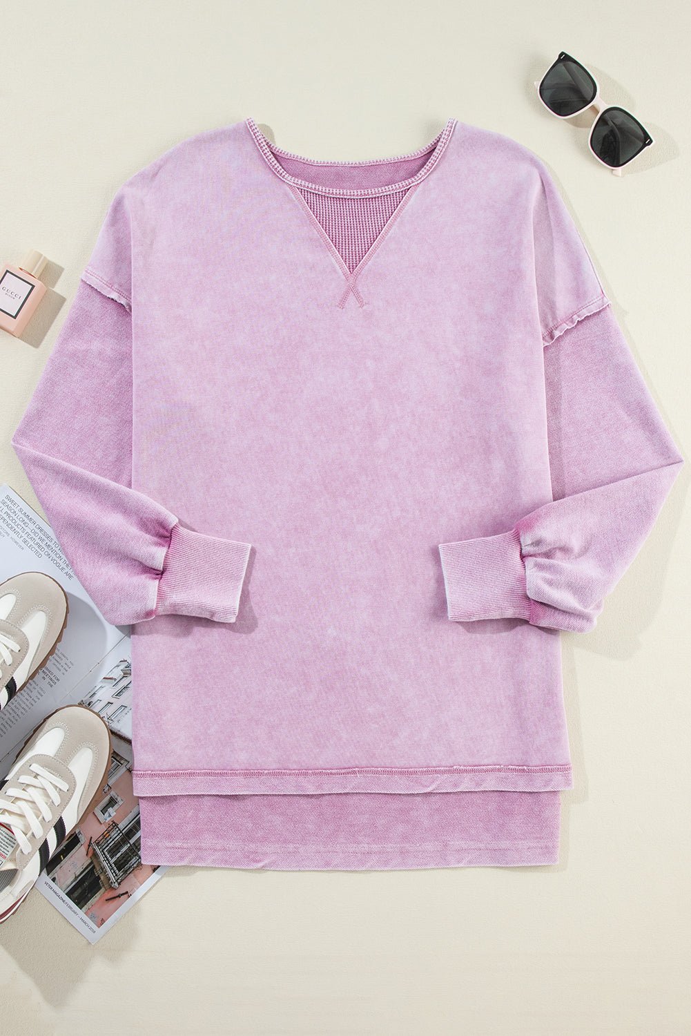 Mineral Wash Drop Shoulder Pullover Sweatshirt - Rooted & Reckless Co.