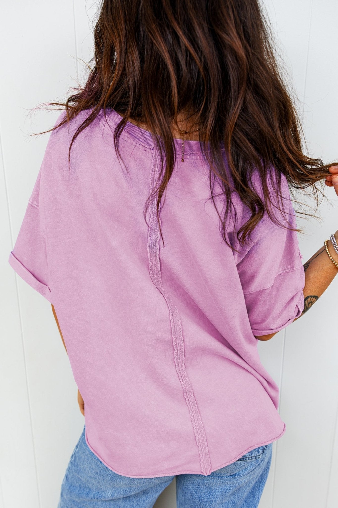 Mineral Wash Drop Shoulder Raw Edge Tee - Rooted & Reckless Co.
