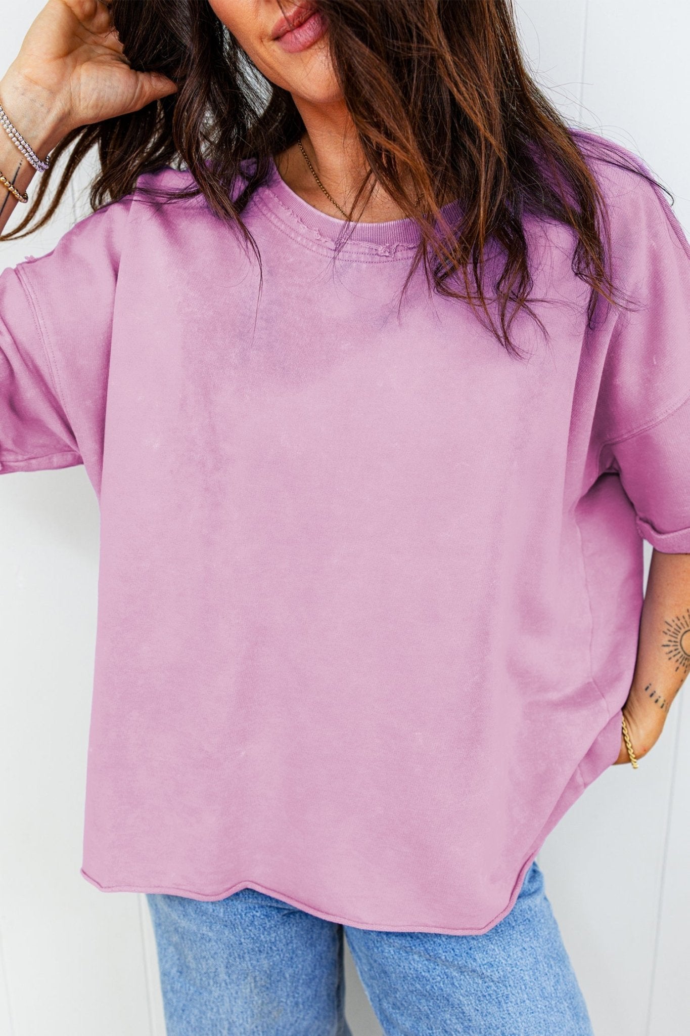 Mineral Wash Drop Shoulder Raw Edge Tee - Rooted & Reckless Co.