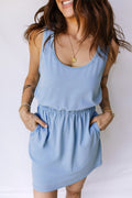 Mineral Wash Elastic Waist Tank Dress w/ Pockets - Rooted & Reckless Co.