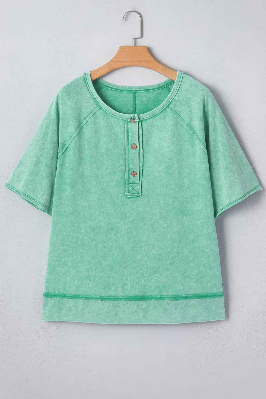Mineral Wash Half-Button Raglan Sleeve T-Shirt - Rooted & Reckless Co.