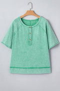 Mineral Wash Half-Button Raglan Sleeve T-Shirt - Rooted & Reckless Co.