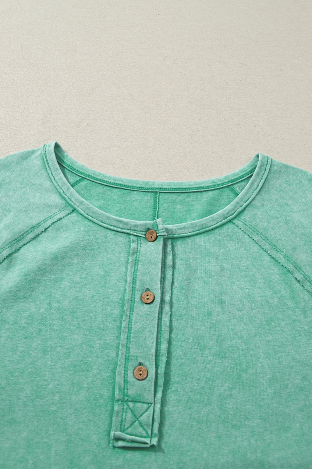 Mineral Wash Half-Button Raglan Sleeve T-Shirt - Rooted & Reckless Co.