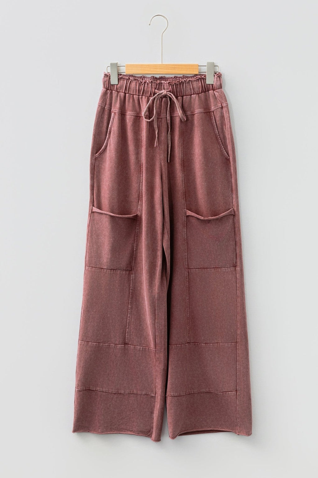 Mineral Wash High Waist Raw Hem Pants - Rooted & Reckless Co.