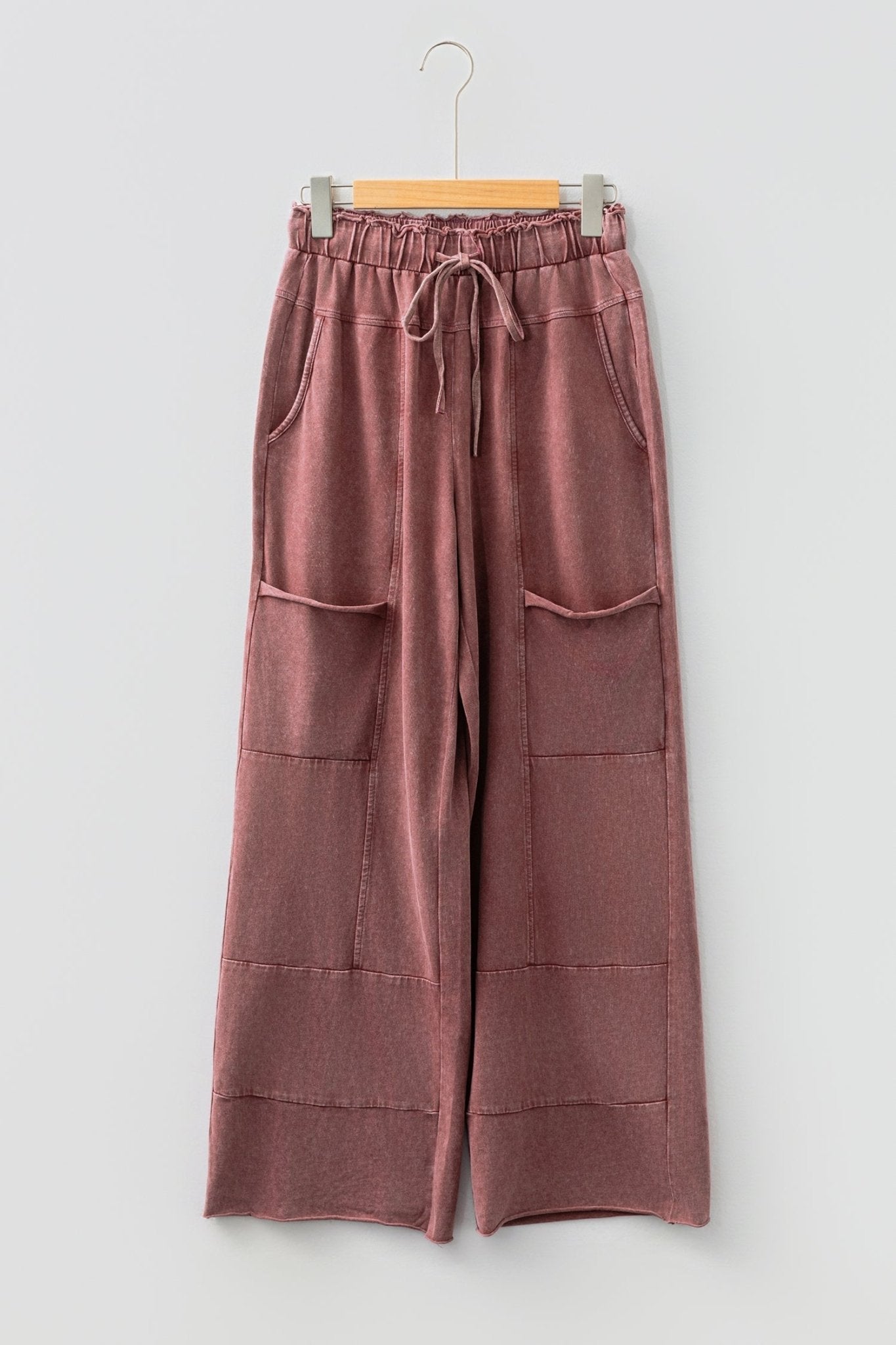 Mineral Wash High Waist Raw Hem Pants - Rooted & Reckless Co.