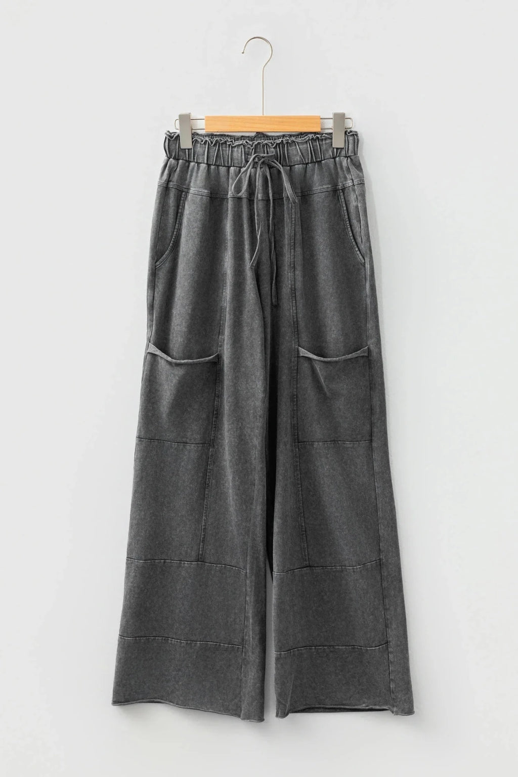 Mineral Wash High Waist Raw Hem Pants - Rooted & Reckless Co.
