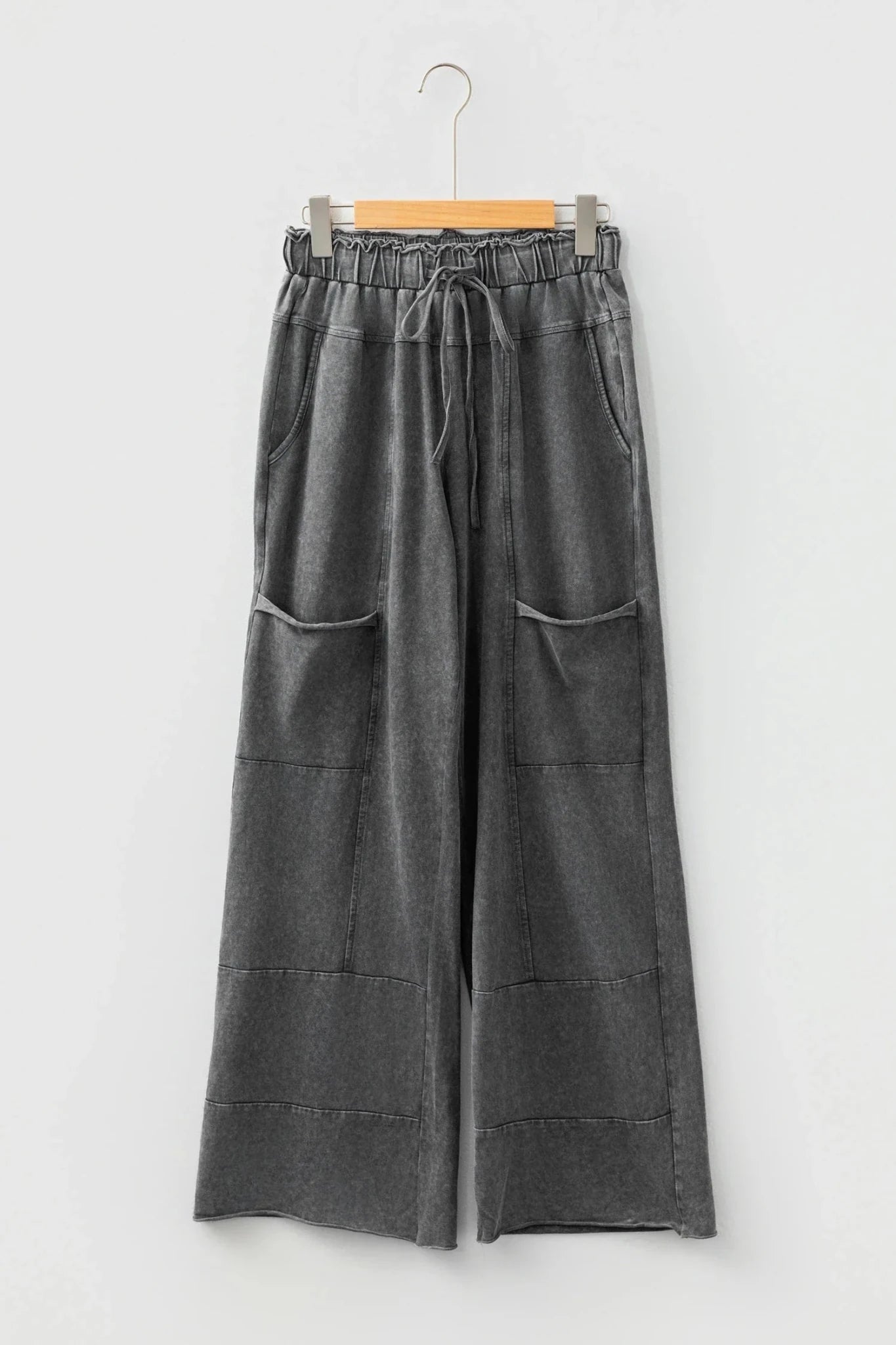 Mineral Wash High Waist Raw Hem Pants - Rooted & Reckless Co.