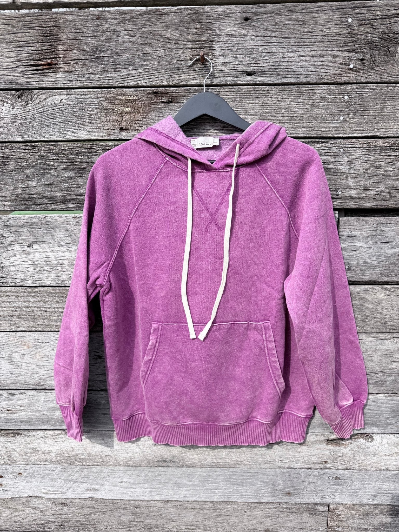 Mineral Wash Hooded Sweatshirt LT Plum - Rooted & Reckless Co.