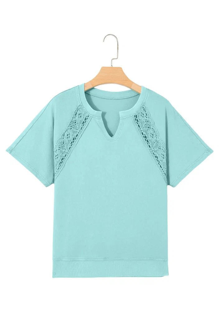 Mineral Wash Lace Patchwork Raglan Sleeve Tee - Rooted & Reckless Co.