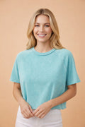 Mineral Wash Raglan Sleeve Boxy Cropped Tee - Rooted & Reckless Co.
