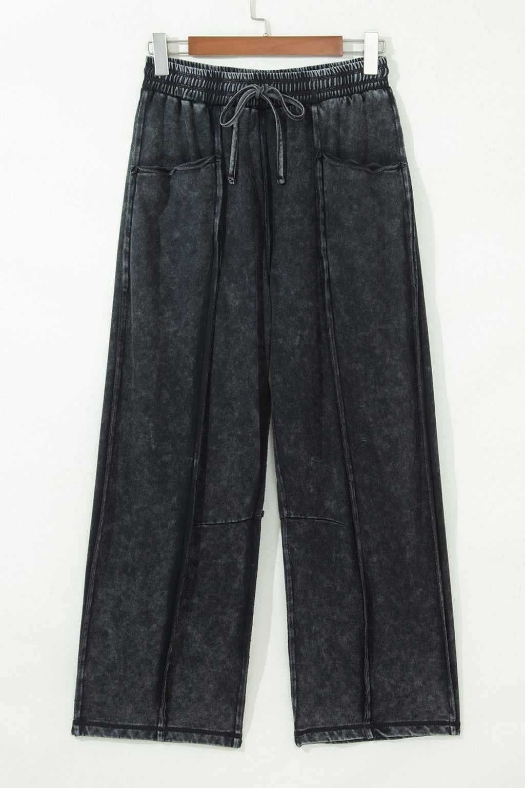 Mineral Wash Raw Seam Drawstring Waist Barrel Pants - Rooted & Reckless Co.