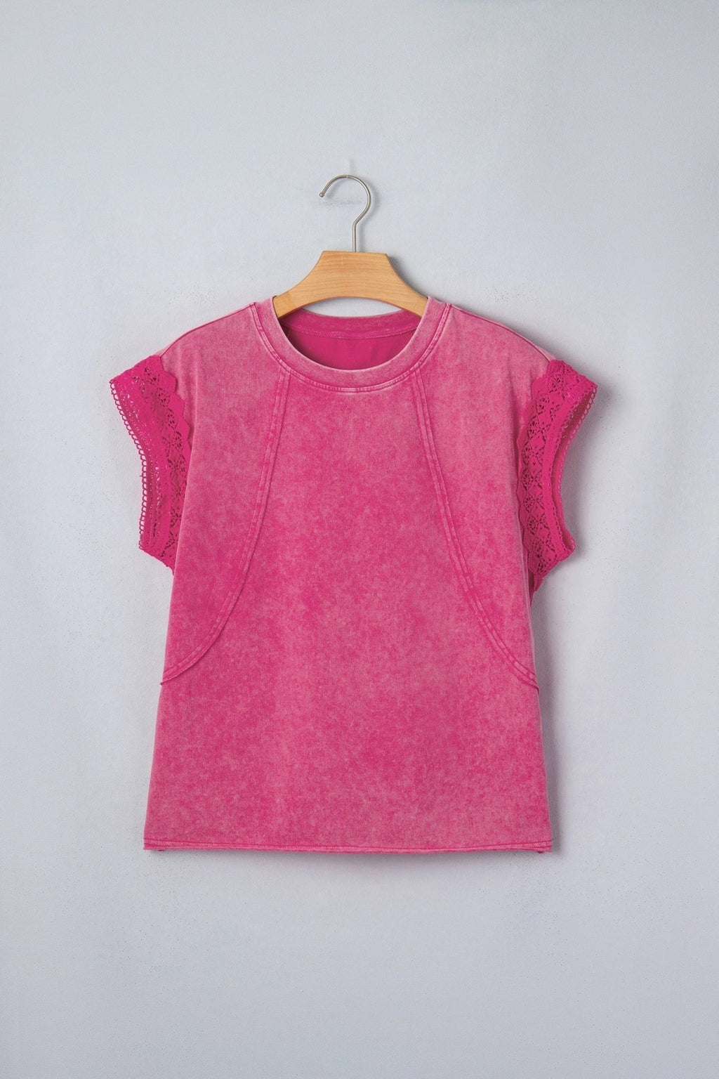 Mineral Wash Raw Seam Lace Cap Sleeve Top - Rooted & Reckless Co.