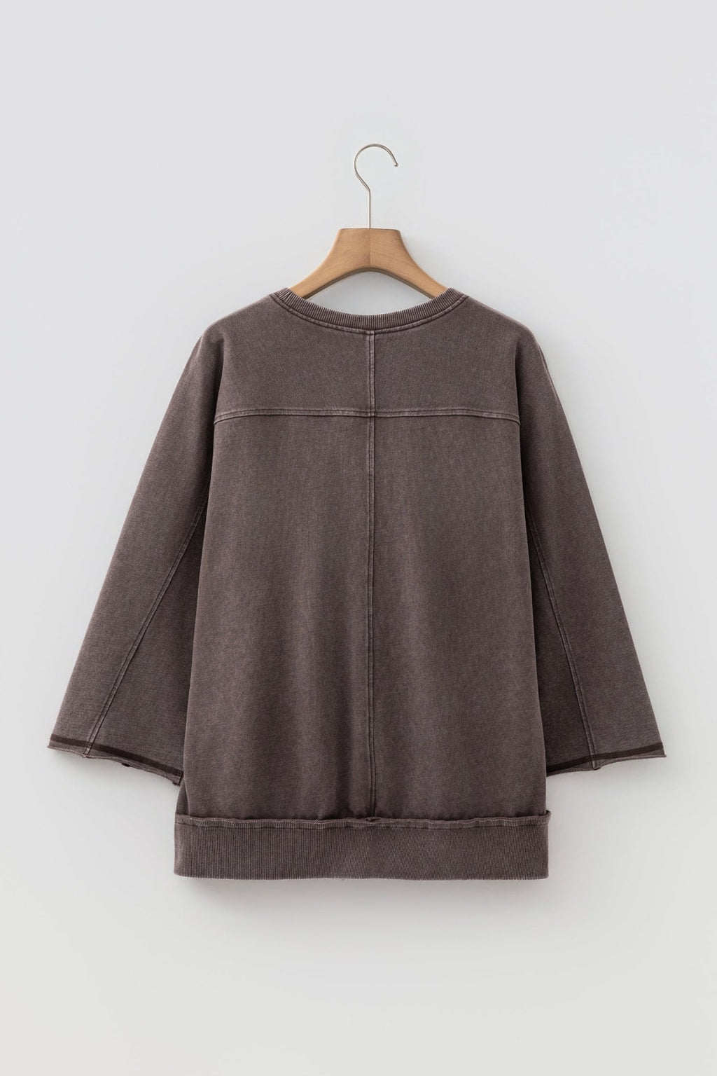 Mineral Wash Reverse Seam 3/4 Sleeve Top - Rooted & Reckless Co.