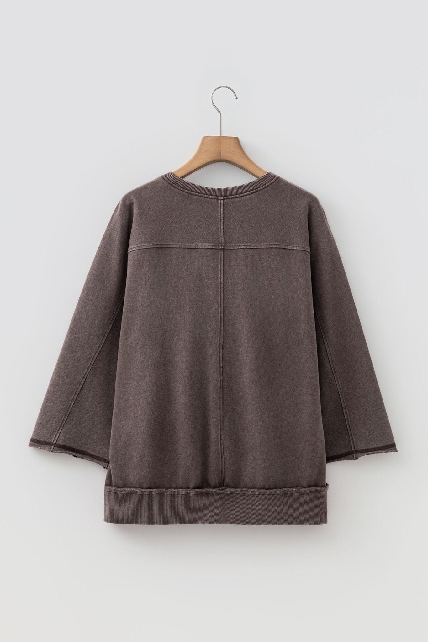 Mineral Wash Reverse Seam 3/4 Sleeve Top - Rooted & Reckless Co.