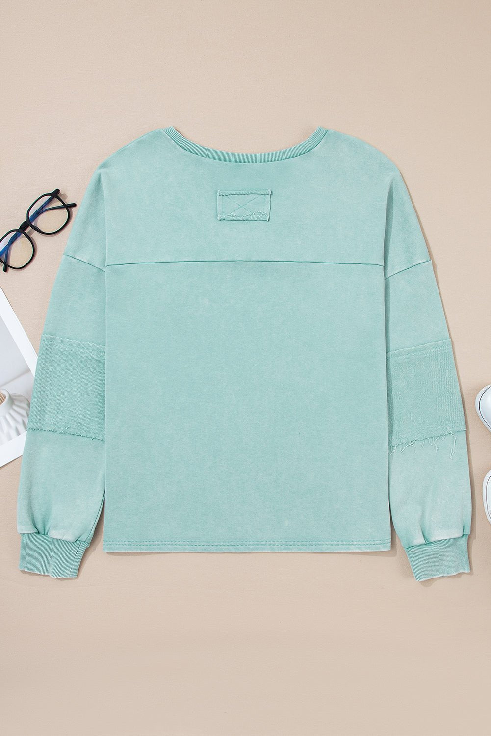 Mineral Wash Reverse Seam Buttoned V-Neck Top - Rooted & Reckless Co.