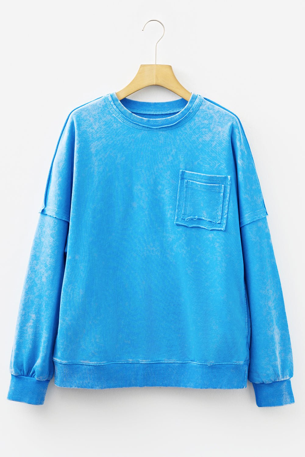Mineral Wash Reverse Seam Patch Pocket Sweatshirt - Rooted & Reckless Co.