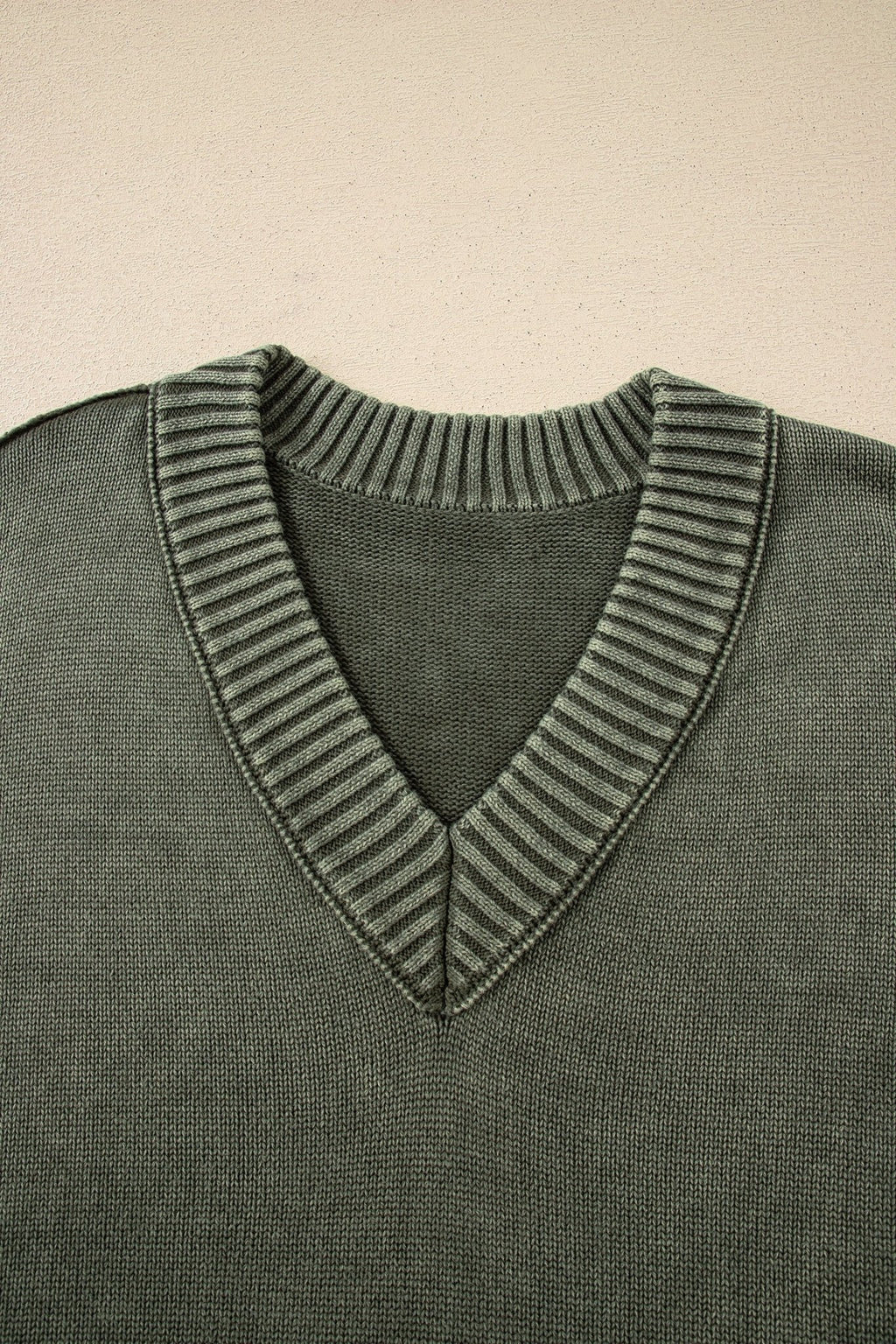 Mineral Wash Reverse Seam V-Neck Drop Shoulder Sweater - Rooted & Reckless Co.