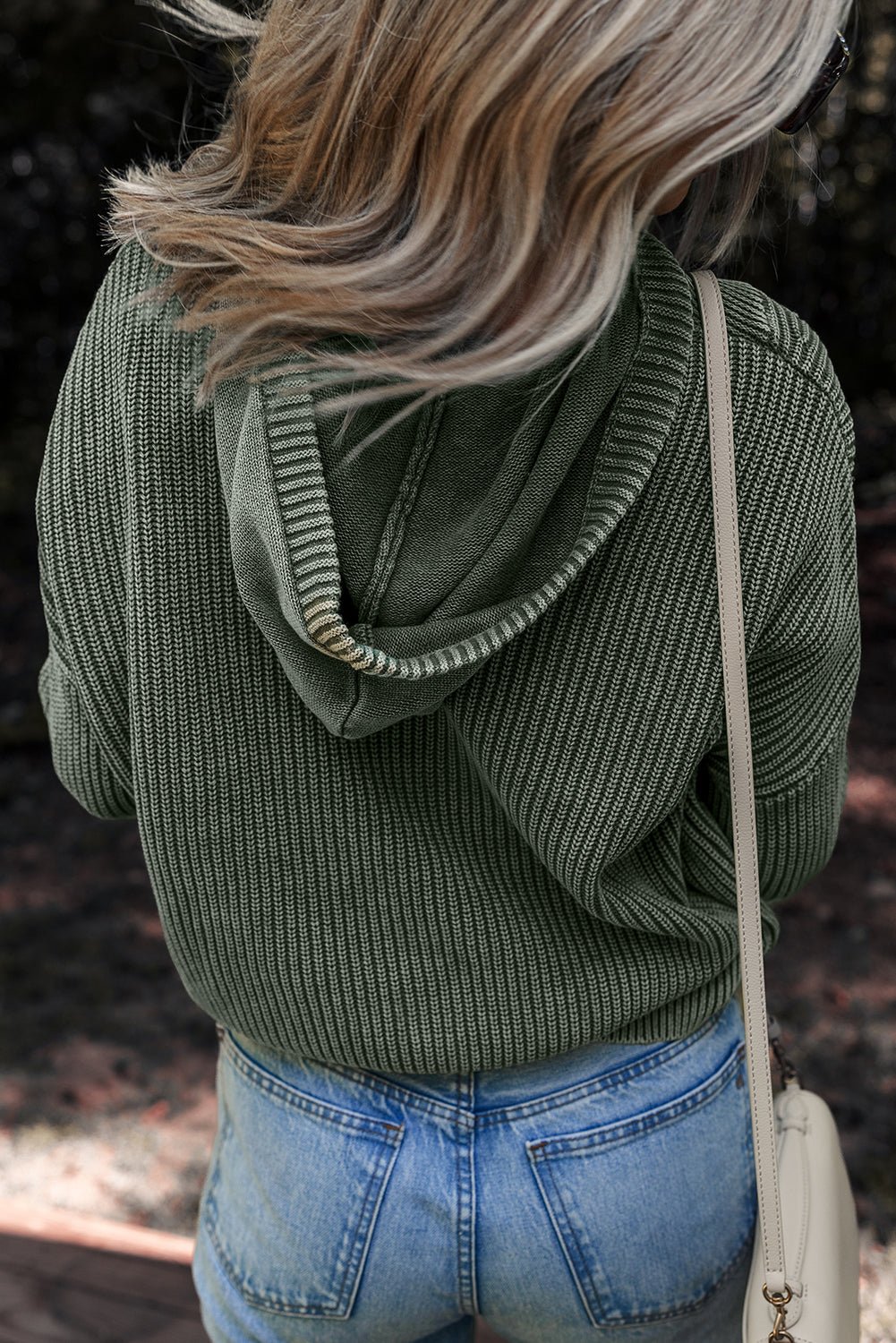 Mineral Wash Ribbed Knit Hooded Sweater - Rooted & Reckless Co.