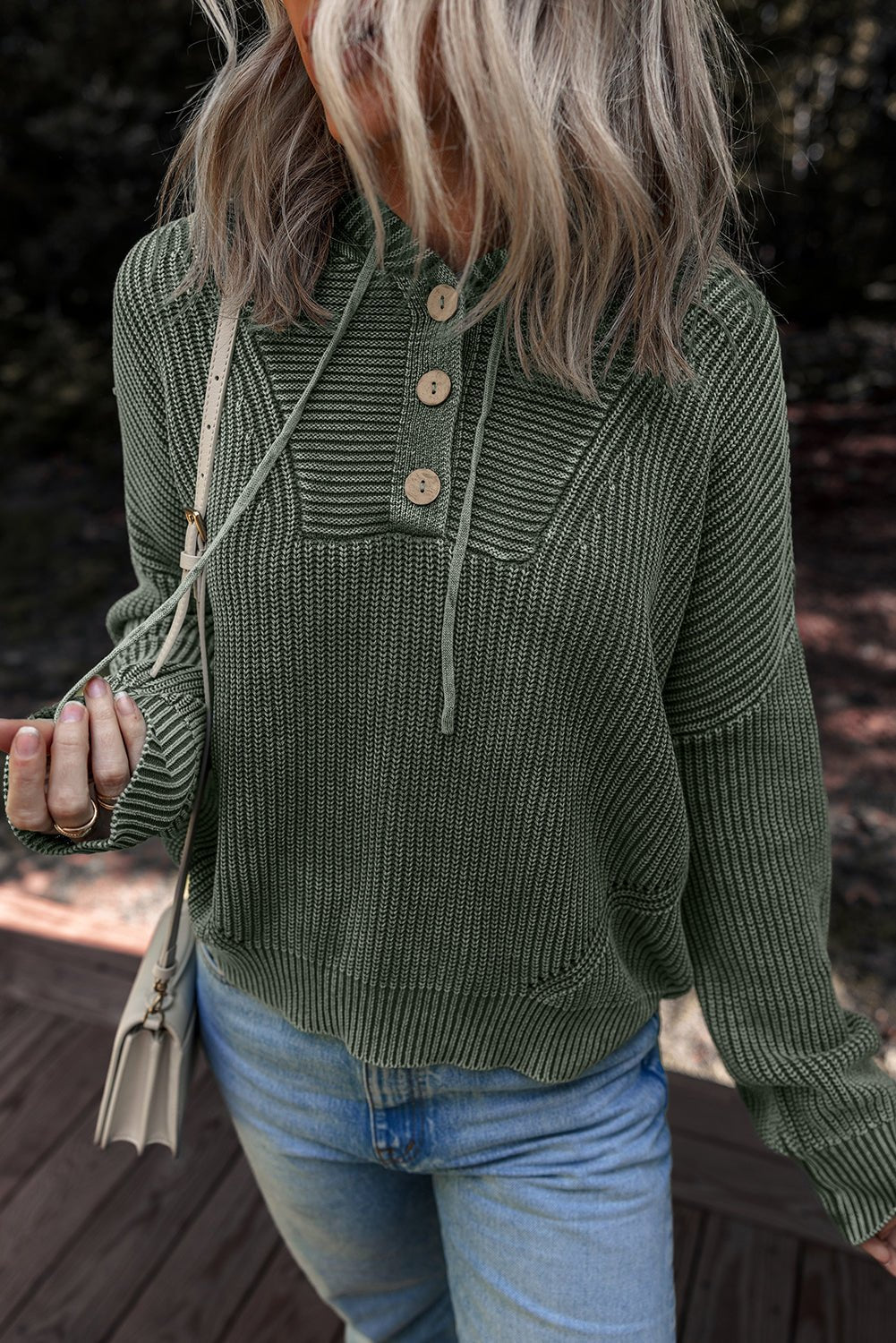 Mineral Wash Ribbed Knit Hooded Sweater - Rooted & Reckless Co.