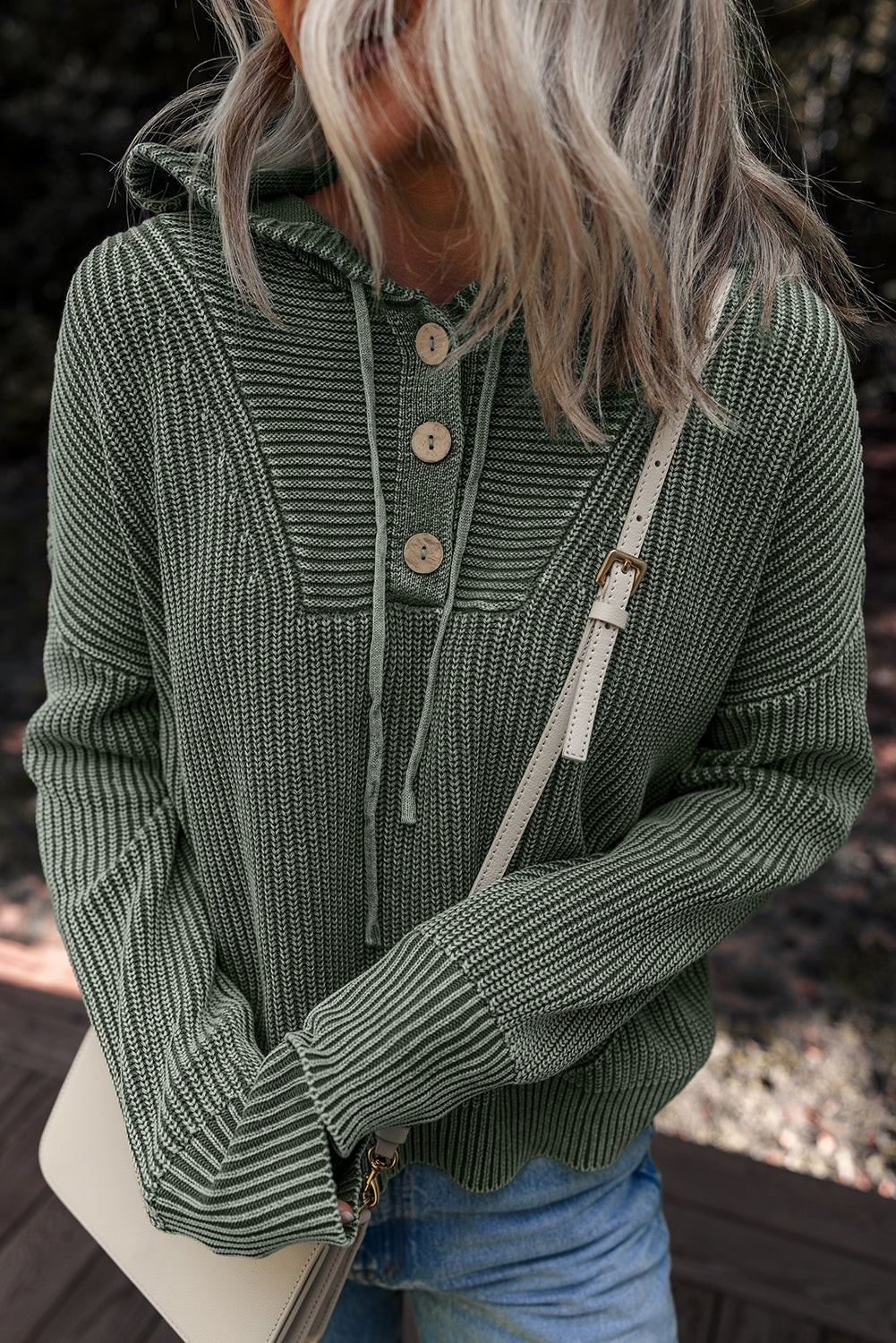 Mineral Wash Ribbed Knit Hooded Sweater - Rooted & Reckless Co.