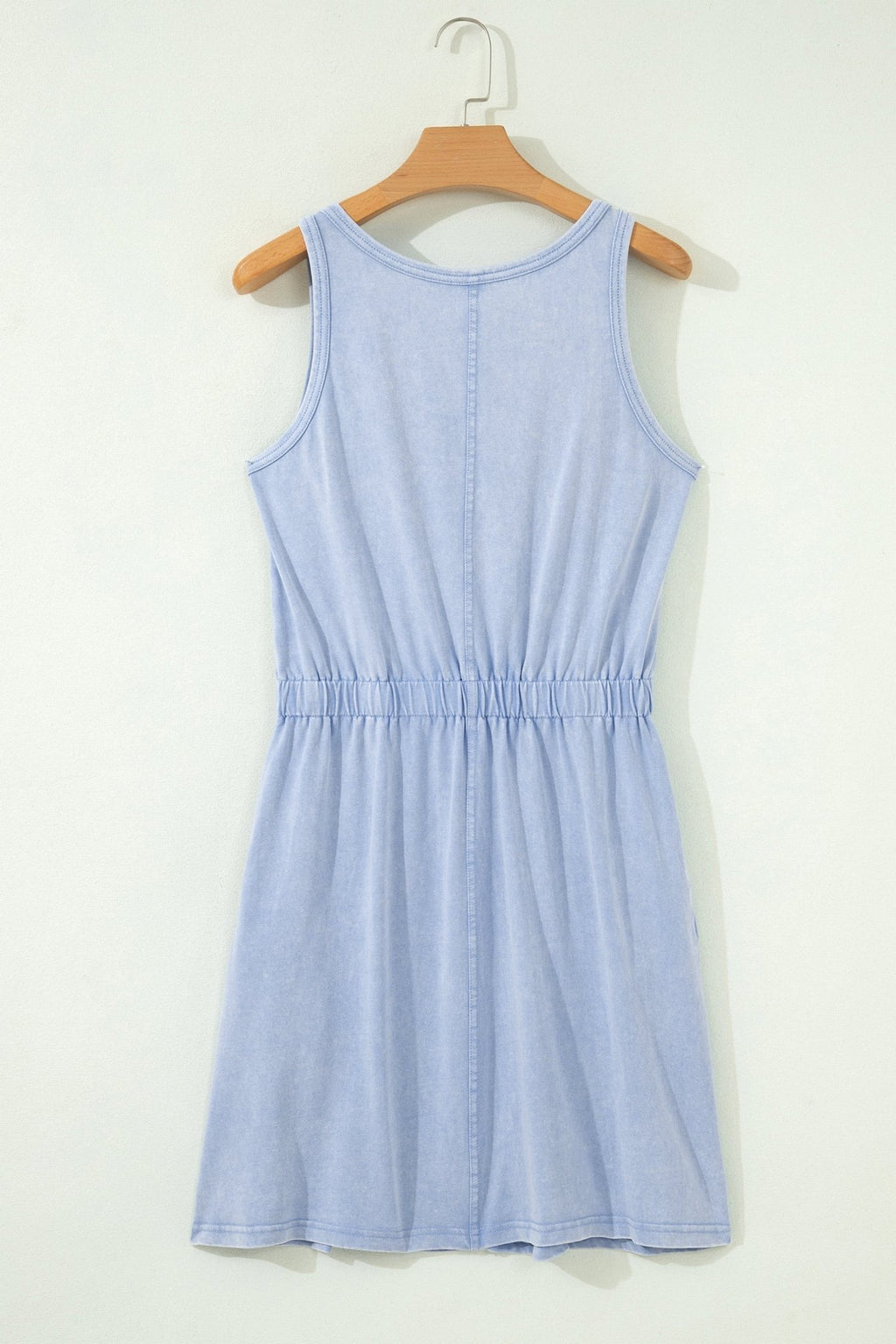 Mineral Wash Scoop Neck Elastic Waist Mini Dress - Rooted & Reckless Co.