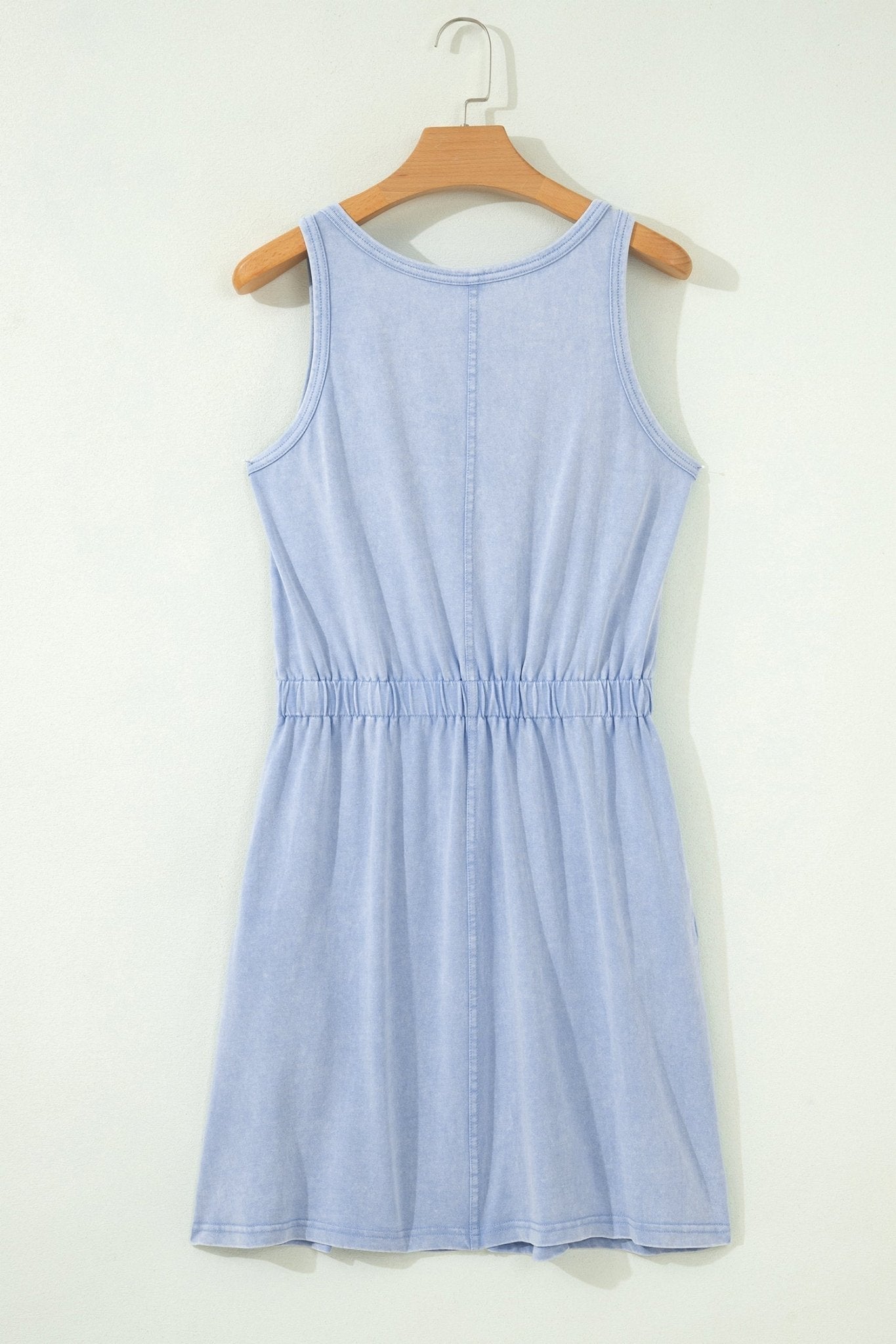 Mineral Wash Scoop Neck Elastic Waist Mini Dress - Rooted & Reckless Co.
