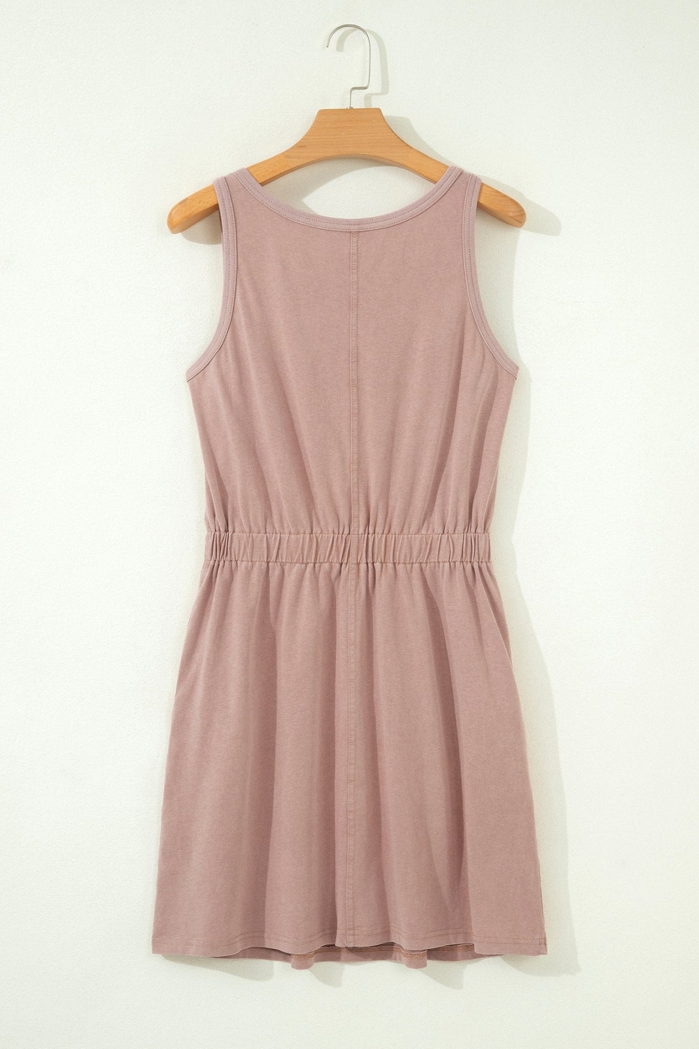 Mineral Wash Scoop Neck Elastic Waist Mini Dress - Rooted & Reckless Co.